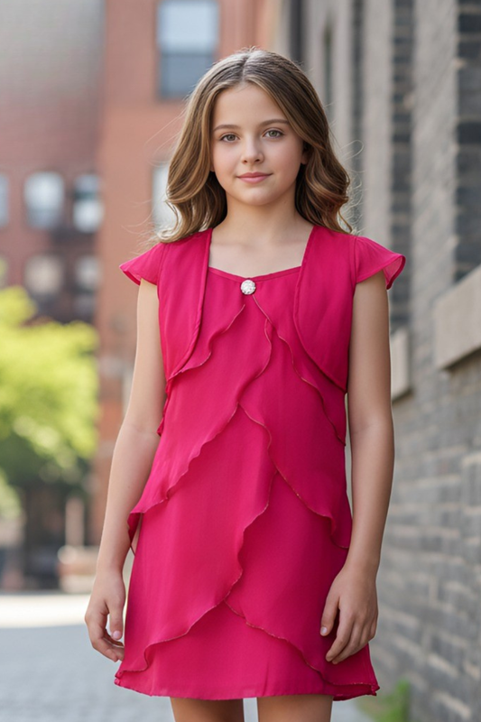 Rani Pink Layered Ruffle Dress for Girls