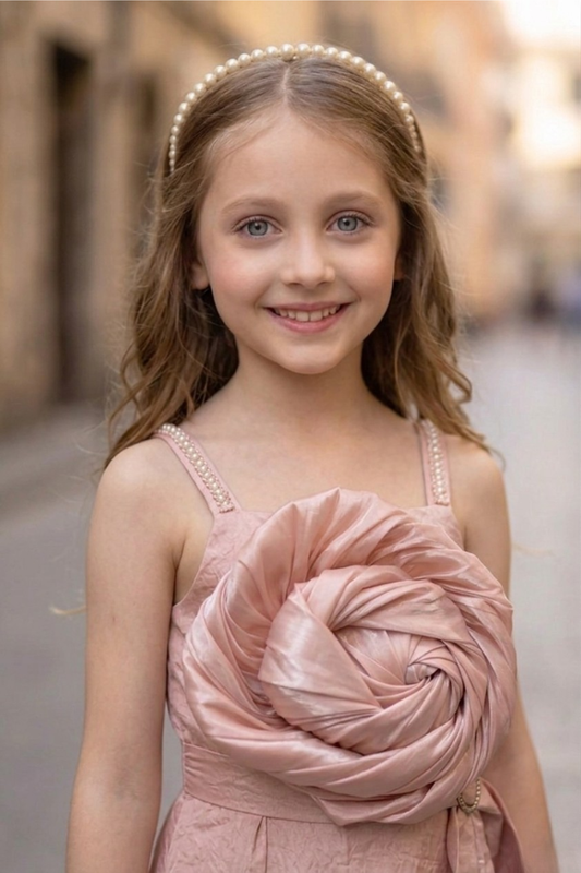 Blush Pink Rosette Party Dress for Girls