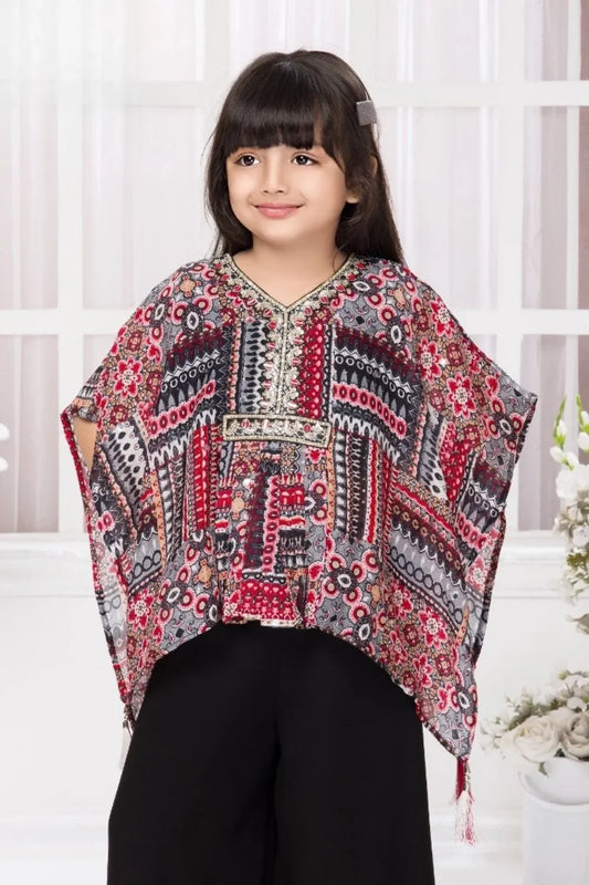 Black Printed Kaftan With Palazzo set