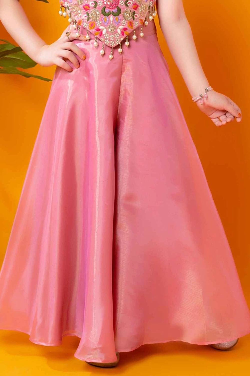 Pink Sequins Work With Thread
Embroidery Palazzo Set For Girls