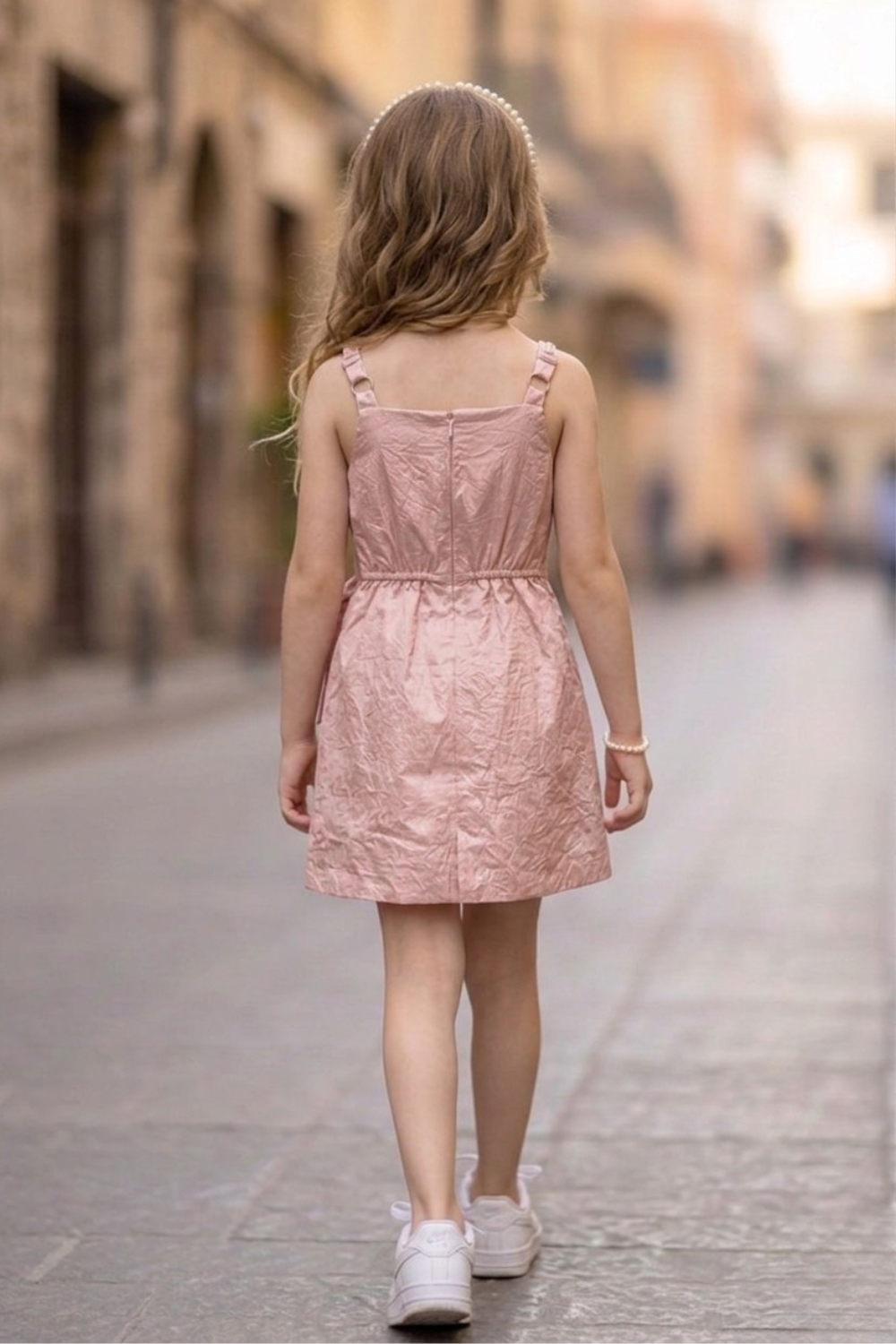 Blush Pink Rosette Party Dress for Girls