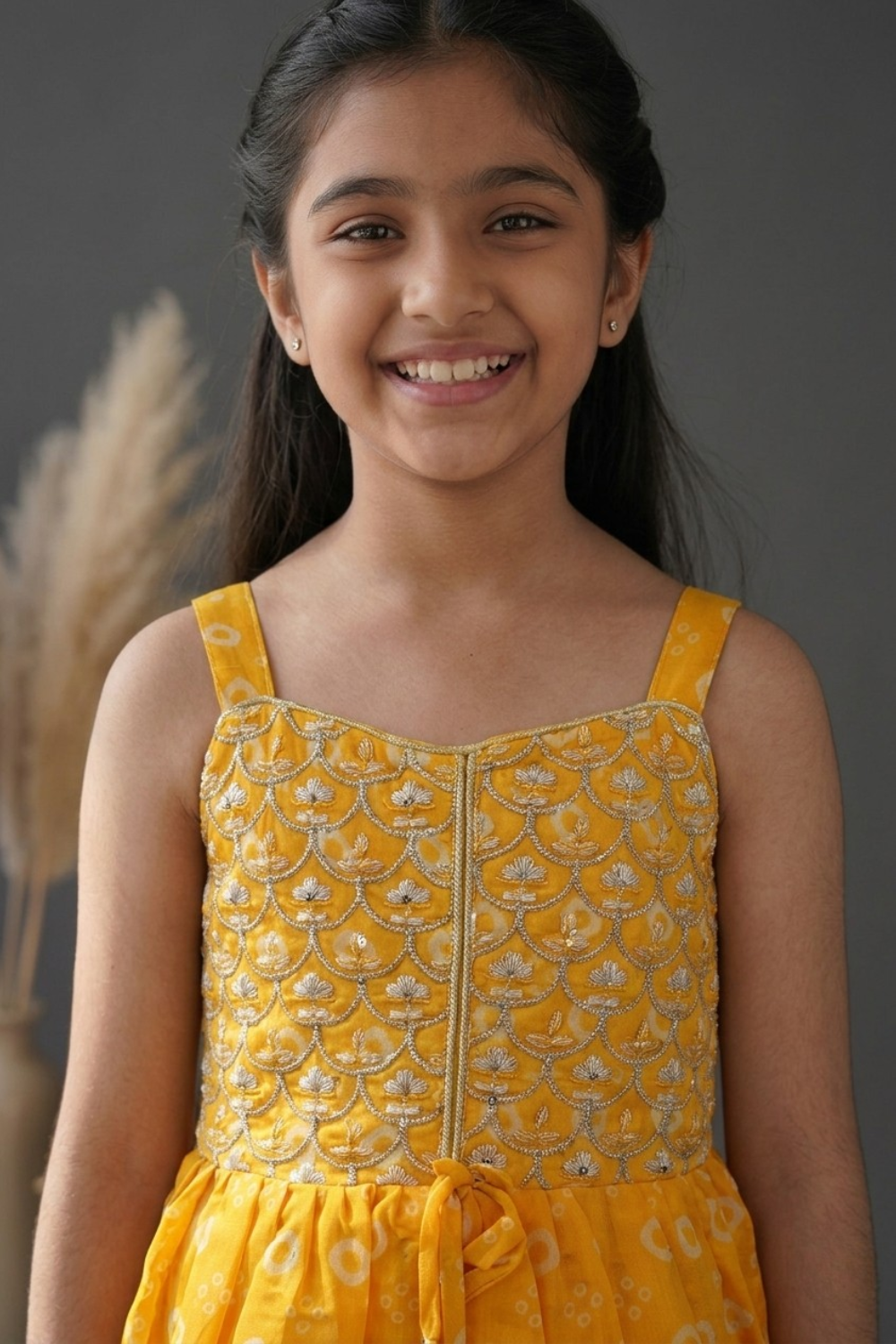 Mustard Yellow Cotton Patiala Set with Dupatta for Girls