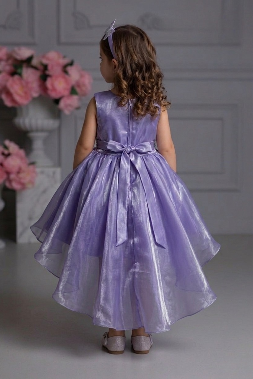 Lavender Butterfly Embellished Party Frock with Shimmer Flare