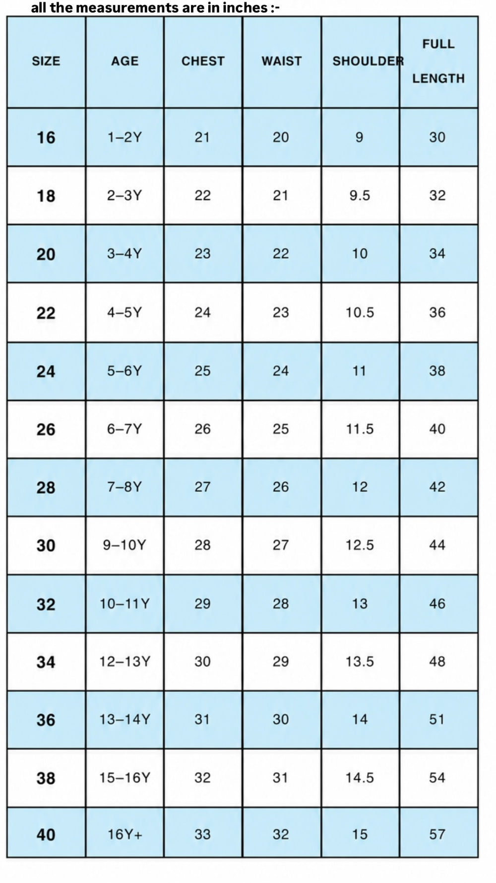 Size Chart