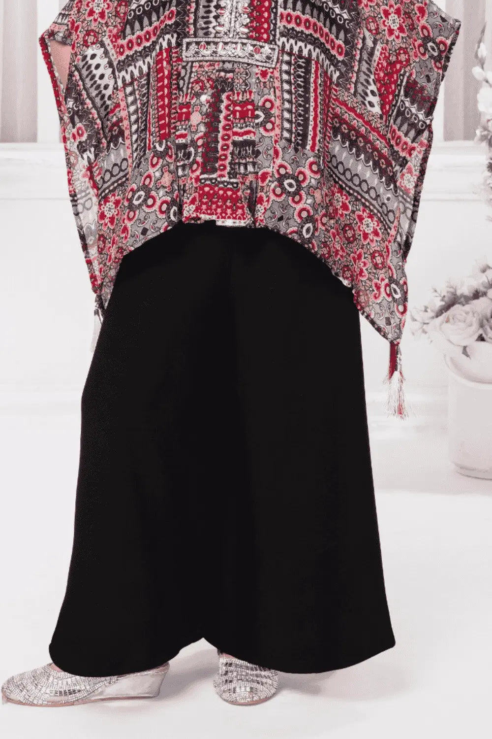 Black Printed Kaftan With Palazzo set