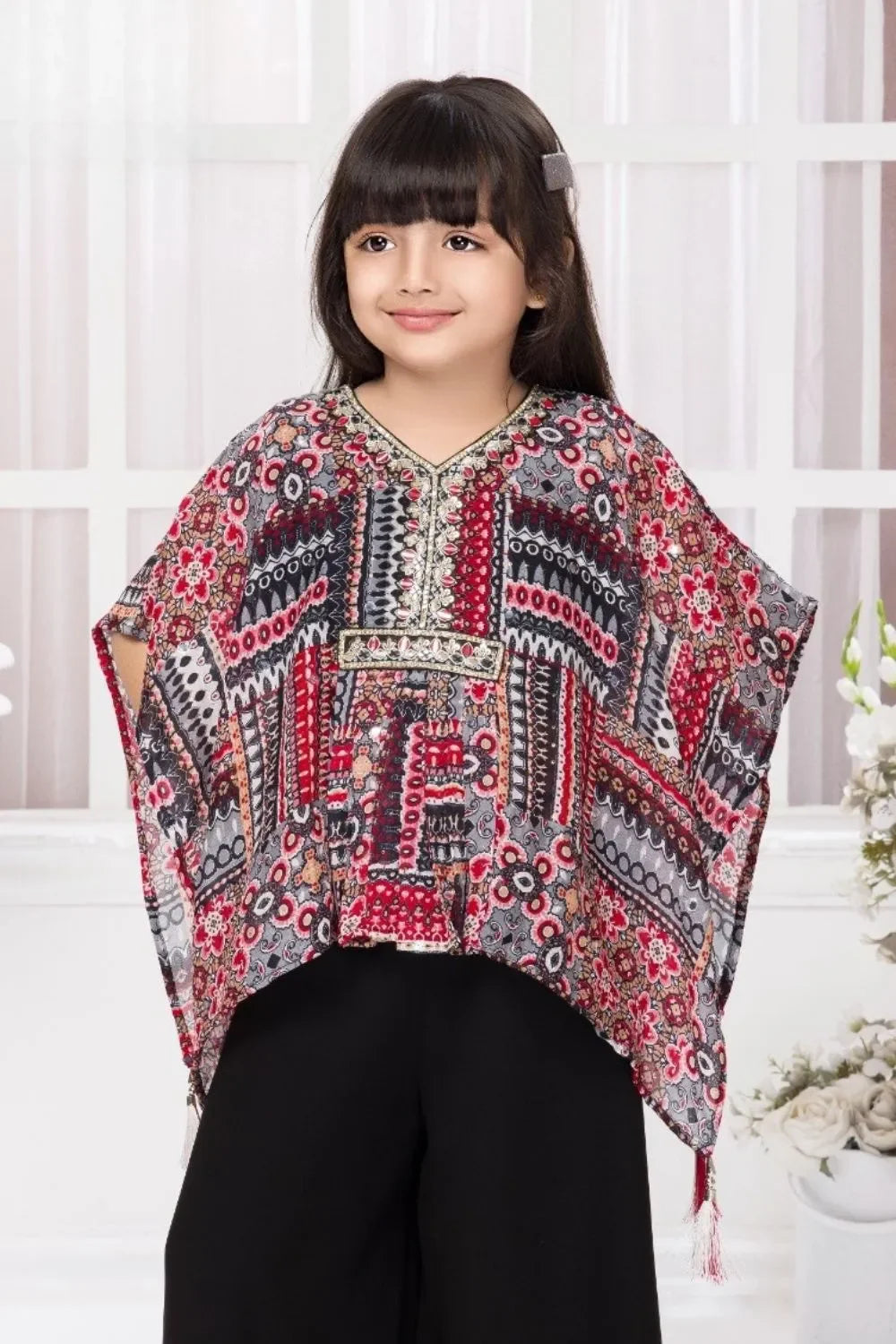Black Printed Kaftan With Palazzo set