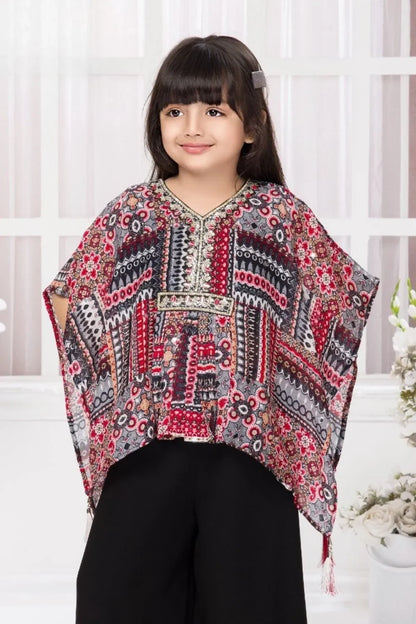 Black Printed Kaftan With Palazzo set