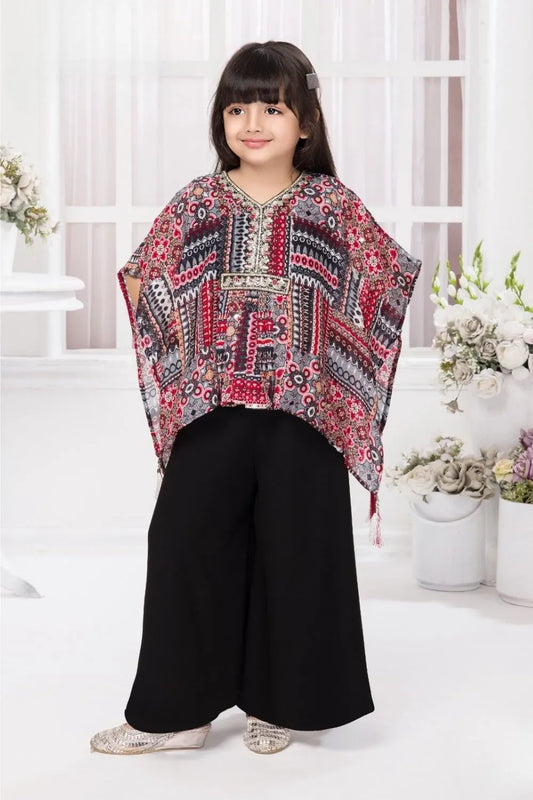 Black Printed Kaftan With Palazzo set